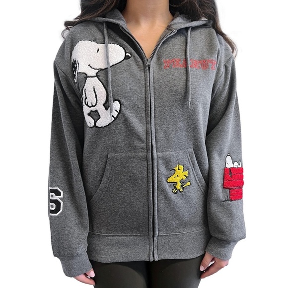 Peanuts Tops - Womens Peanuts Snoopy Full Zip Up Hoodie